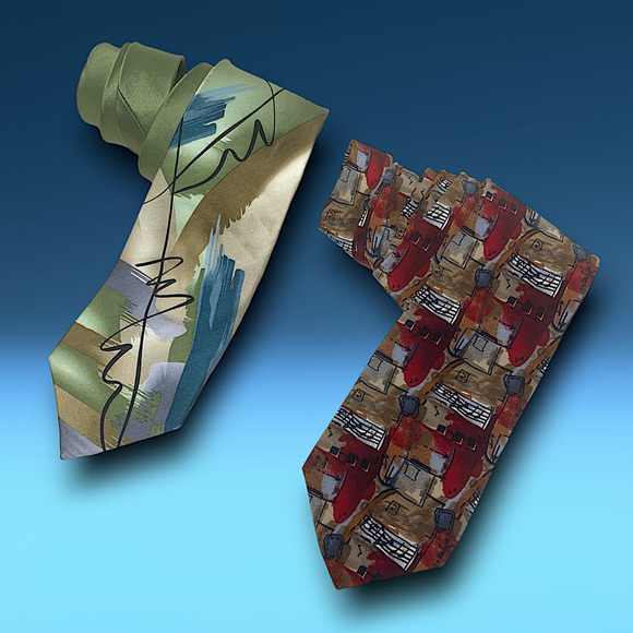Vintage Lot 2 x Jerry Garcia Silk Neckties Abstract Collection 50 Grateful Dead